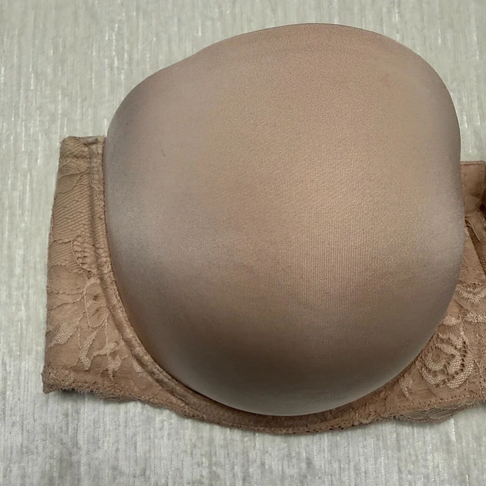 Torrid Curve Strapless Push Up Bra Womens 42DD Neutral Nude Floral Lace Padded